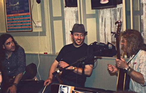 Between sets: Live session at McDermott's Pub with Blackie O'Connell, Cyril O'Donaughe and Foolin in Doolin.